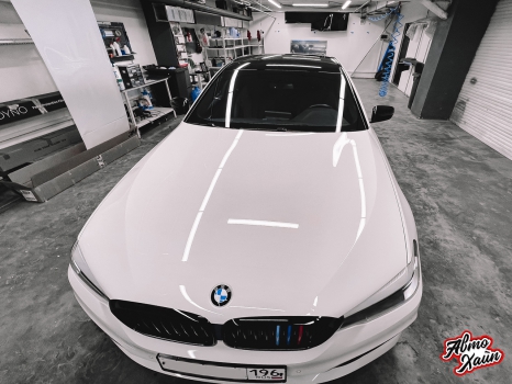 BMW 5. Антихром, оклейка крыши_9